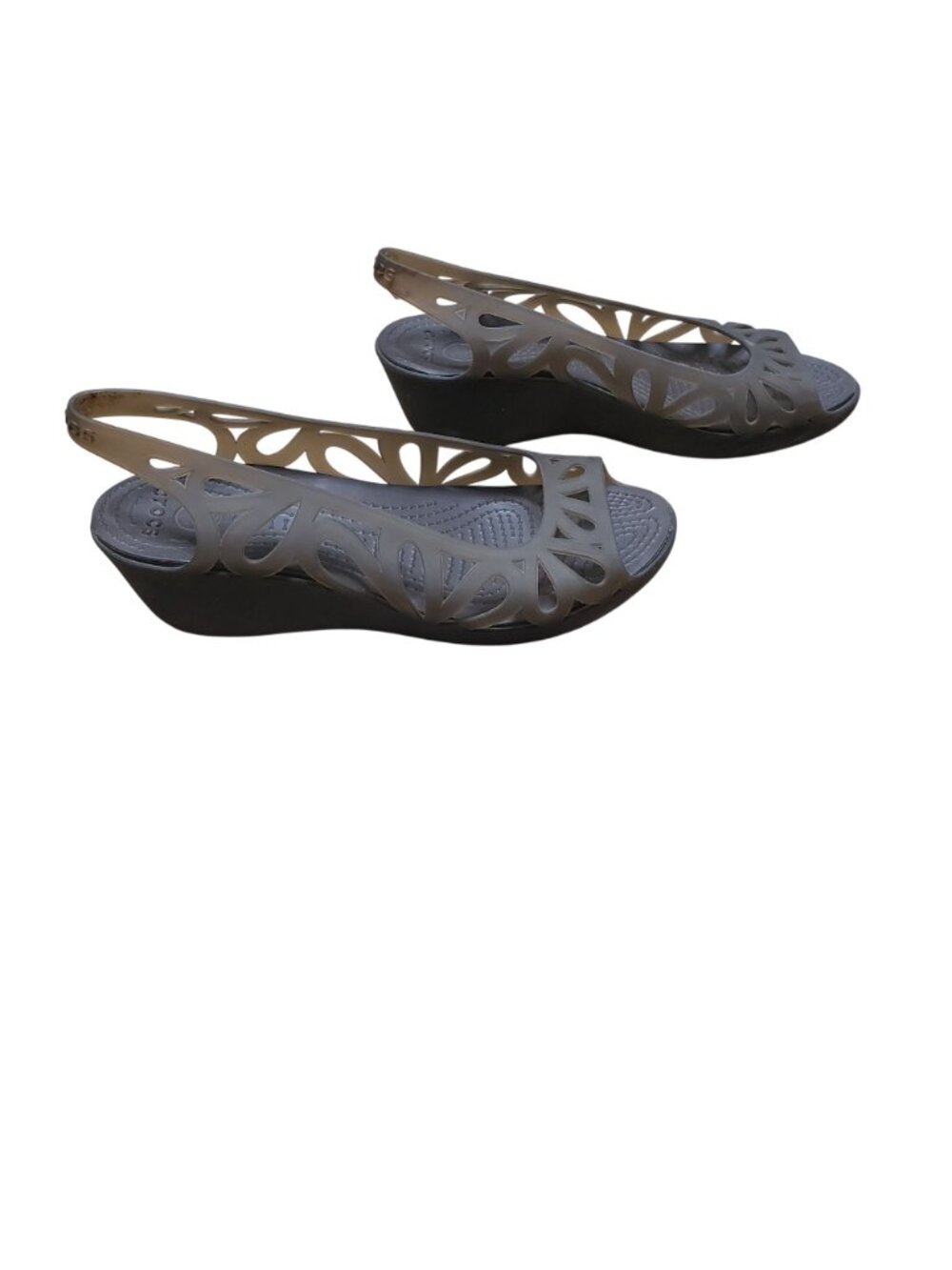 Crocs Adrina Mini Wedge Brown Slingback Jelly Sandals Design Size 7 Open Toe - Picture 2 of 4